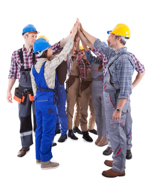 Teamwork unter Bauarbeitern